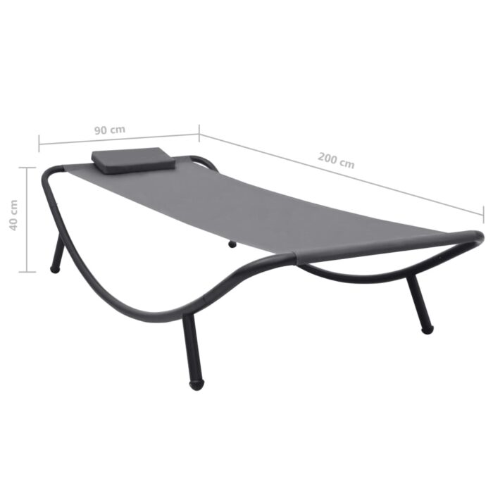 Lit de jardin Gris 200x90 cm Acier – Image 6