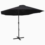 Parasol d'extérieur et poteau en aluminium 460x270 cm Noir