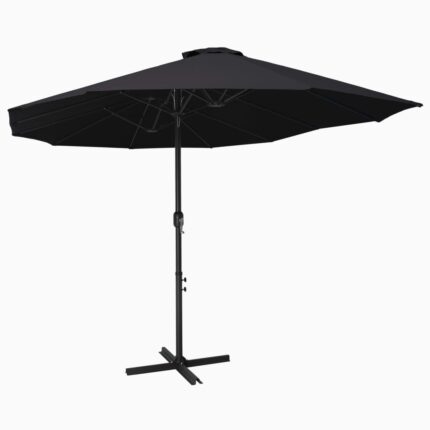 Parasol d'extérieur et poteau en aluminium 460x270 cm Noir