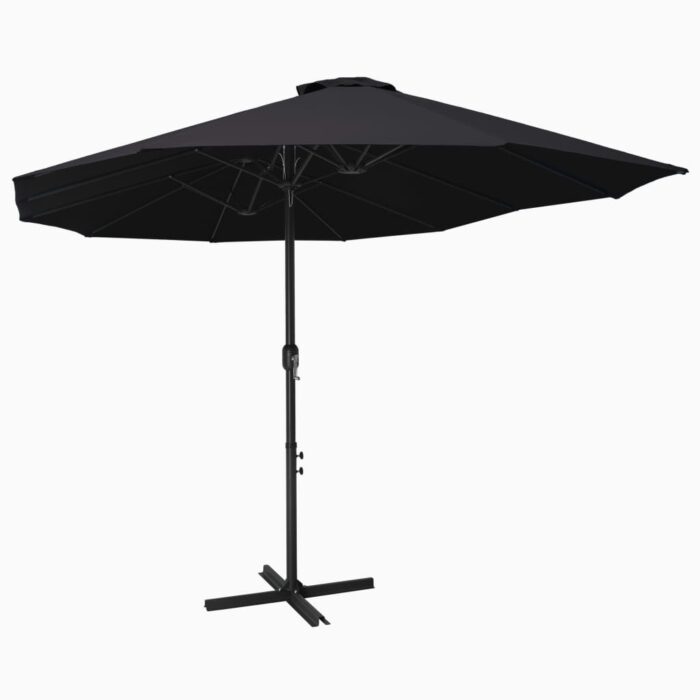 Parasol d'extérieur et poteau en aluminium 460x270 cm Noir – Image 1