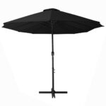 Parasol d'extérieur et poteau en aluminium 460x270 cm Noir – Image 4