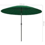 Parasol d'extérieur avec mât en aluminium 270 cm Vert – Image 6