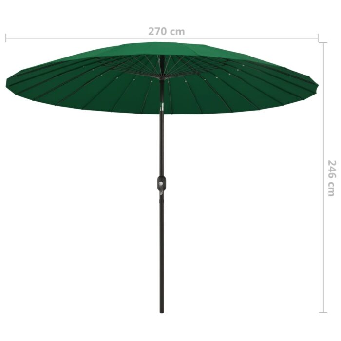 Parasol d'extérieur avec mât en aluminium 270 cm Vert – Image 6