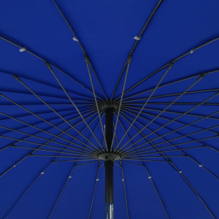Parasol d'extérieur avec mât en aluminium 500 cm bleu azuré – Image 2