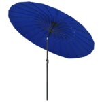 Parasol d'extérieur avec mât en aluminium 500 cm bleu azuré – Image 3