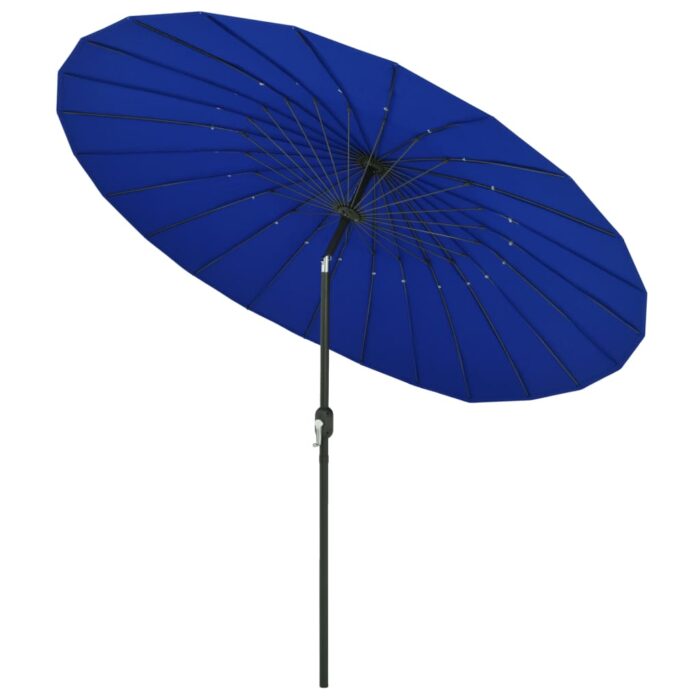 Parasol d'extérieur avec mât en aluminium 500 cm bleu azuré – Image 3