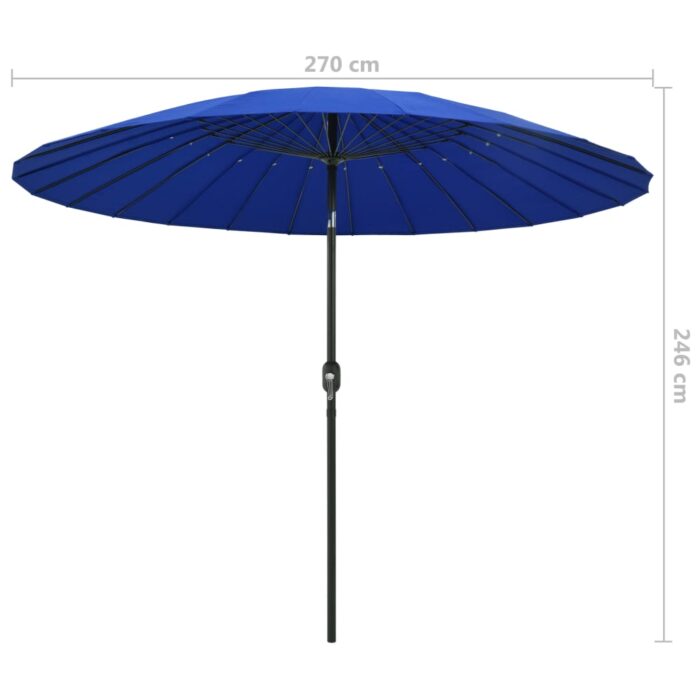 Parasol d'extérieur avec mât en aluminium 500 cm bleu azuré – Image 6