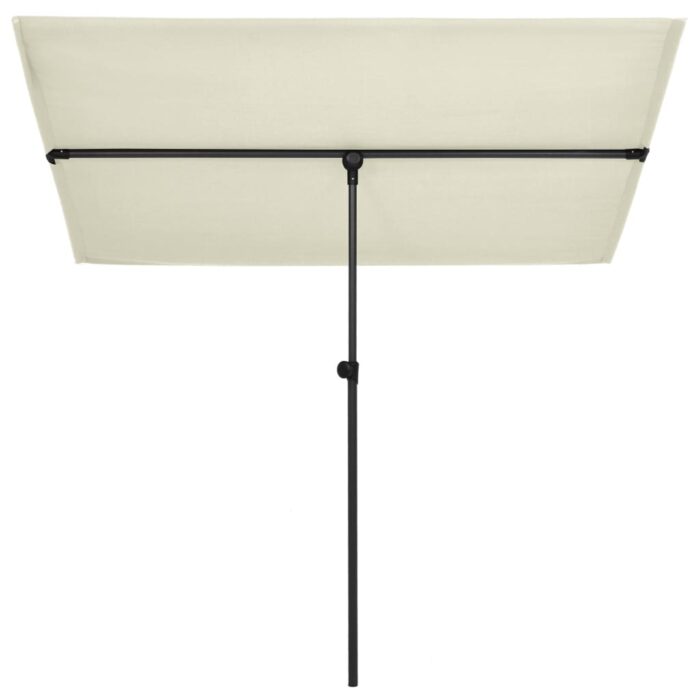 Parasol de jardin avec mât en aluminium 180x110 cm blanc sable – Image 2