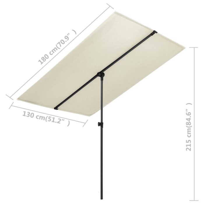 Parasol de jardin avec mât en aluminium 180x110 cm blanc sable – Image 6