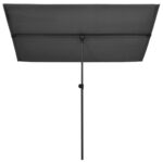 Parasol de jardin avec mât en aluminium 180x110 cm anthracite – Image 2