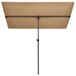 Parasol de jardin avec mât en aluminium 180x110 cm taupe – Image 2