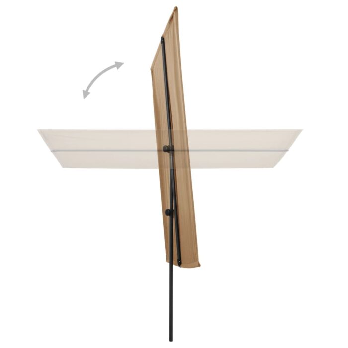 Parasol de jardin avec mât en aluminium 180x110 cm taupe – Image 4