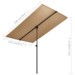 Parasol de jardin avec mât en aluminium 180x110 cm taupe – Image 6