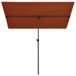 Parasol de jardin avec mât en aluminium 180x110 cm Terre cuite – Image 2