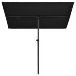 Parasol de jardin avec mât en aluminium 180x110 cm Noir – Image 2