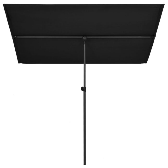 Parasol de jardin avec mât en aluminium 180x110 cm Noir – Image 2