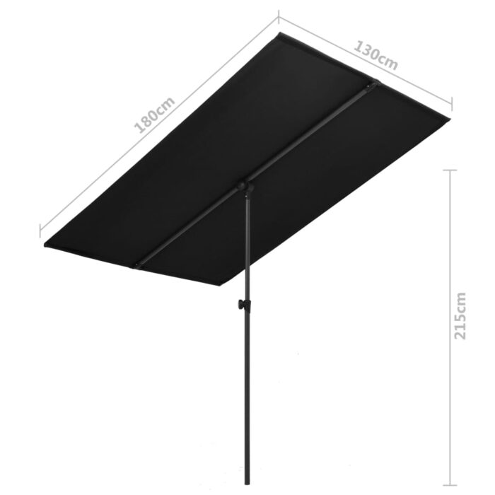 Parasol de jardin avec mât en aluminium 180x110 cm Noir – Image 6