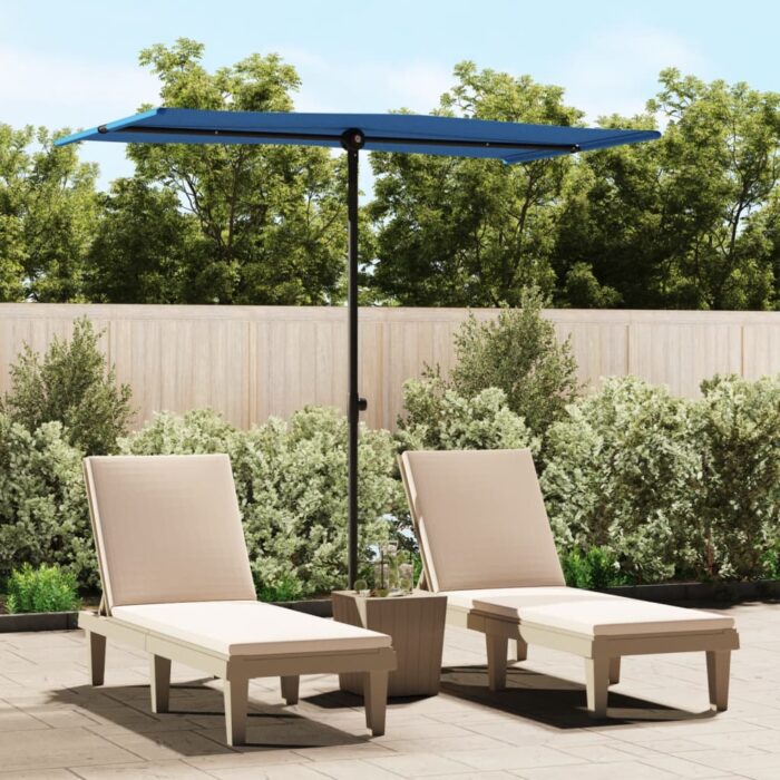 Parasol de jardin avec mât en aluminium 180x110 cm Bleu azuré – Image 1