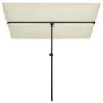 Parasol de jardin avec mât en aluminium 2x1,5 m Blanc sable – Image 2