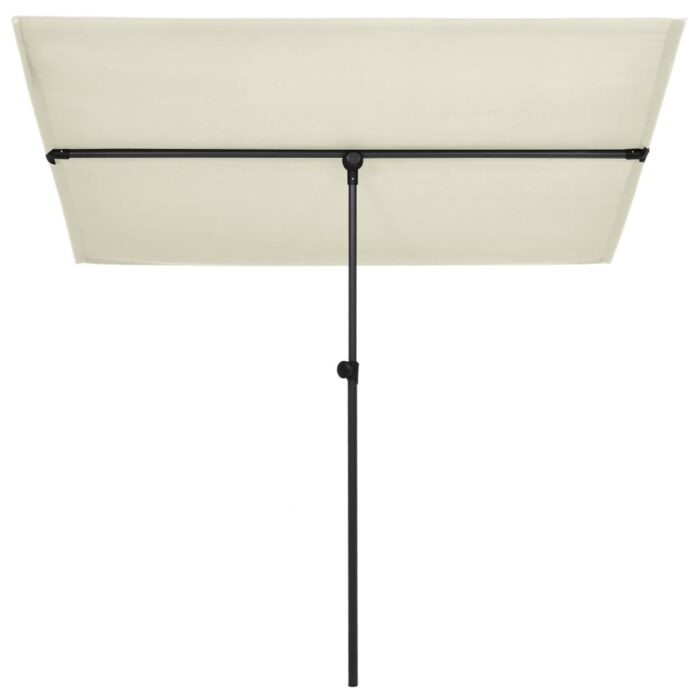 Parasol de jardin avec mât en aluminium 2x1,5 m Blanc sable – Image 2