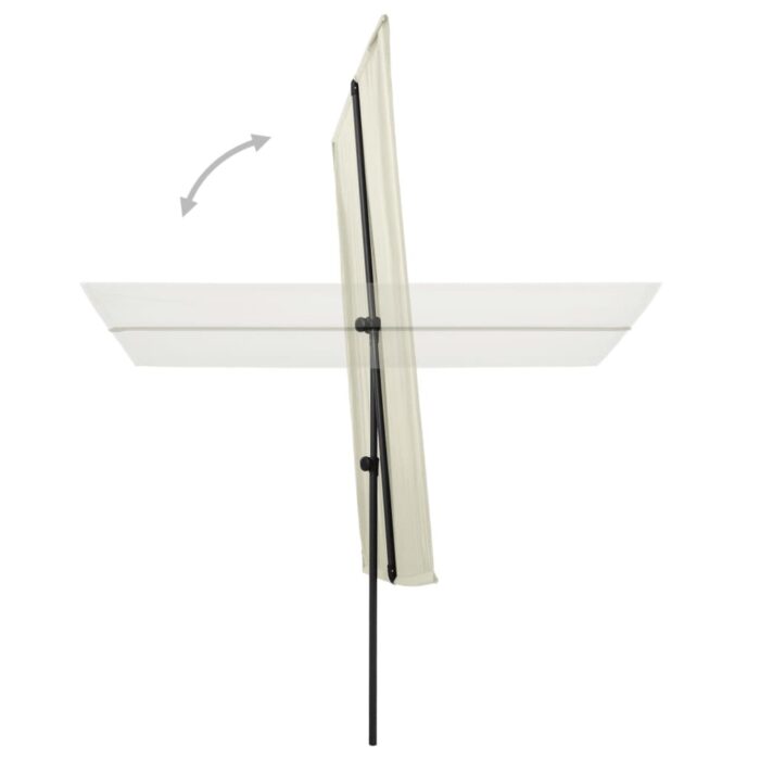 Parasol de jardin avec mât en aluminium 2x1,5 m Blanc sable – Image 4
