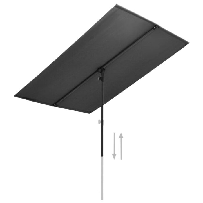 Parasol de jardin avec mât en aluminium 2x1,5 m Anthracite – Image 3