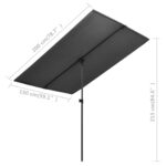 Parasol de jardin avec mât en aluminium 2x1,5 m Anthracite – Image 6