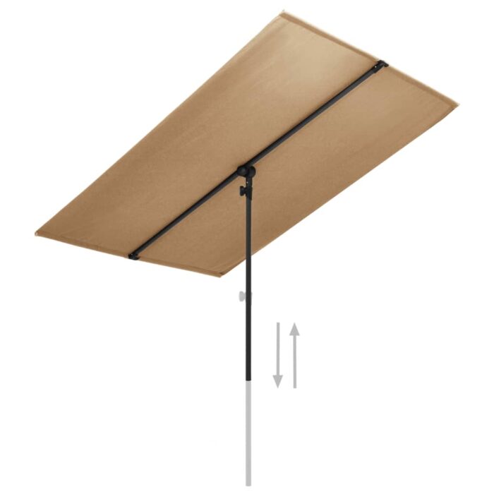 Parasol de jardin avec mât en aluminium 2x1,5 m Taupe – Image 3