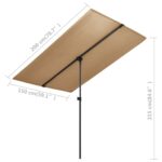 Parasol de jardin avec mât en aluminium 2x1,5 m Taupe – Image 6