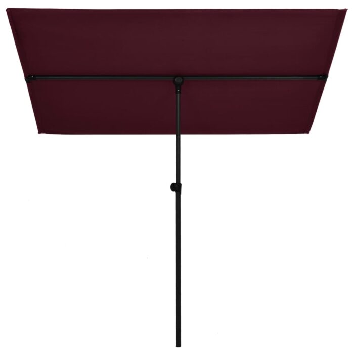 Parasol de jardin et mât en aluminium 2x1,5 m rouge bordeaux – Image 2