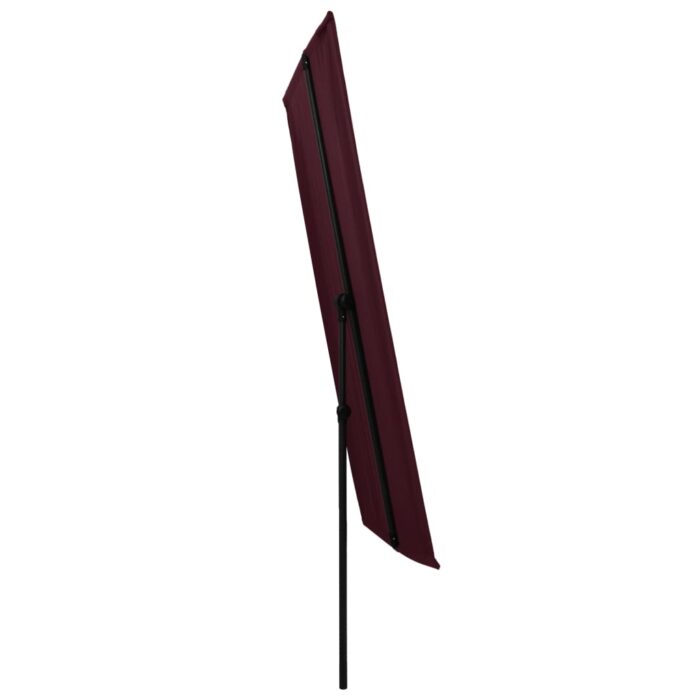 Parasol de jardin et mât en aluminium 2x1,5 m rouge bordeaux – Image 3