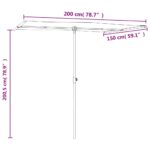 Parasol de jardin et mât en aluminium 2x1,5 m rouge bordeaux – Image 9