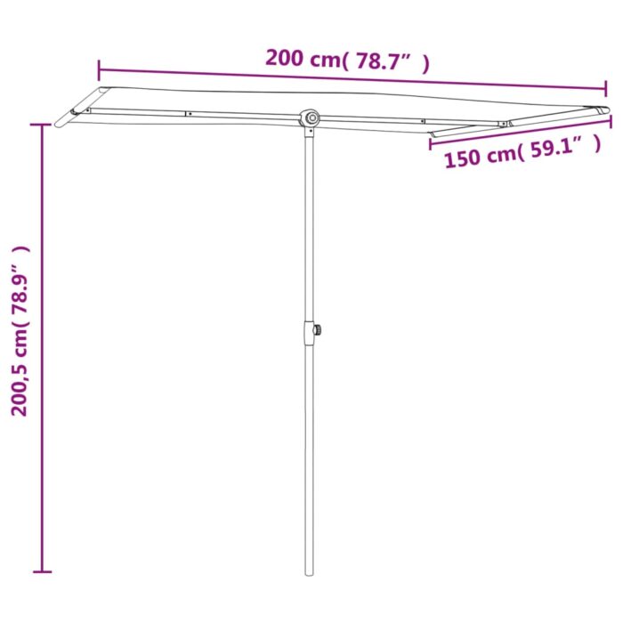 Parasol de jardin et mât en aluminium 2x1,5 m rouge bordeaux – Image 9