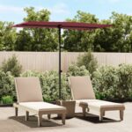 Parasol de jardin et mât en aluminium 2x1,5 m rouge bordeaux