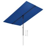 Parasol de jardin avec mât en aluminium 2x1,5 m Bleu azuré – Image 3