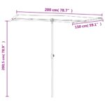 Parasol de jardin avec mât en aluminium 2x1,5 m Bleu azuré – Image 9