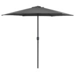 Parasol de jardin et mât en aluminium 270x246 cm Anthracite