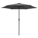 Parasol de jardin et mât en aluminium 270x246 cm Anthracite – Image 2