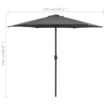 Parasol de jardin et mât en aluminium 270x246 cm Anthracite – Image 6