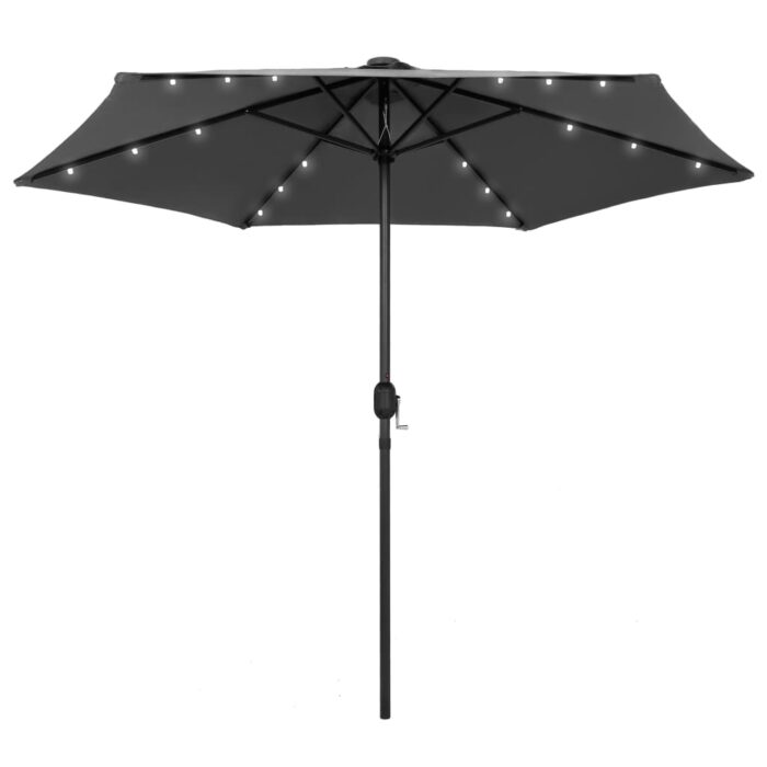 Parasol de jardin et lumières LED mât en aluminium anthracite – Image 1