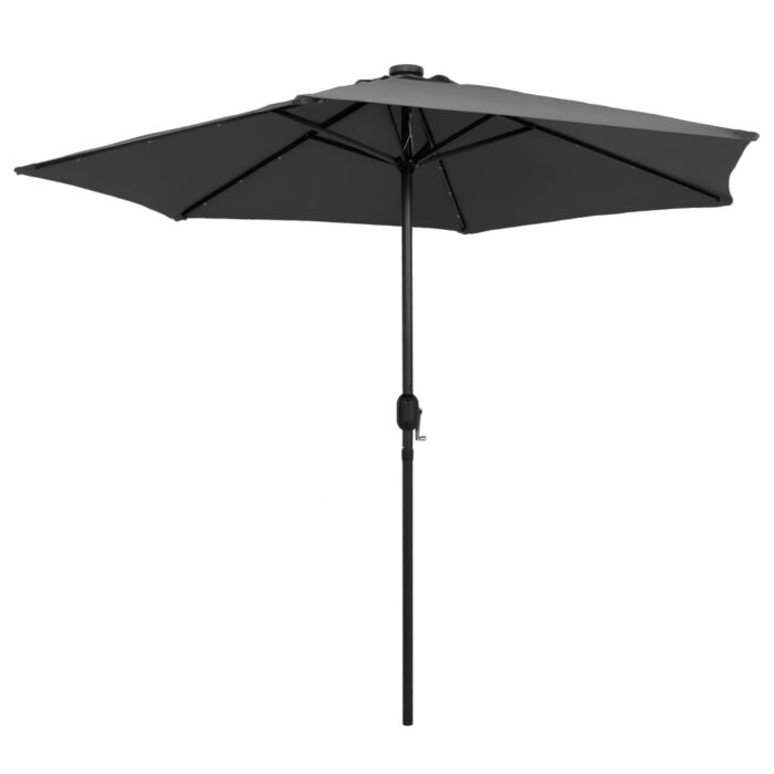 Parasol de jardin et lumières LED mât en aluminium anthracite – Image 3