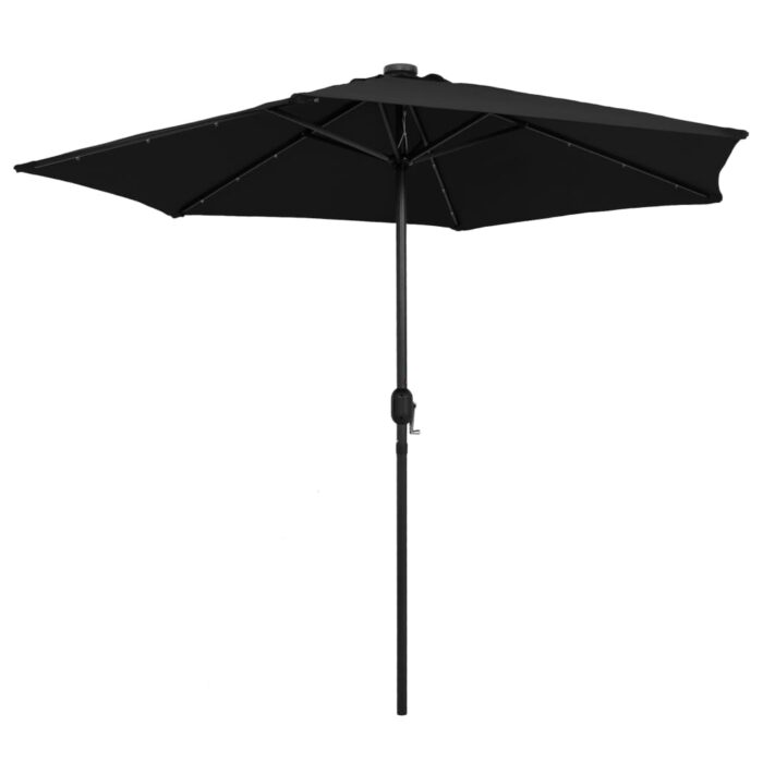 Parasol de jardin avec lumières LED et mât en aluminium noir – Image 3