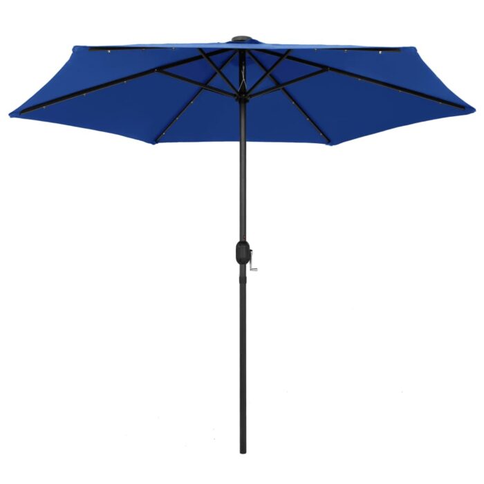 Parasol de jardin et lumières LED mât en aluminium bleu azuré – Image 2