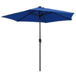 Parasol de jardin et lumières LED mât en aluminium bleu azuré – Image 3