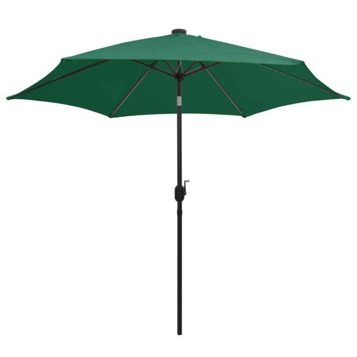 Parasol de jardin avec lumières LED et mât en aluminium vert – Image 2