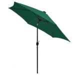 Parasol de jardin avec lumières LED et mât en aluminium vert – Image 3