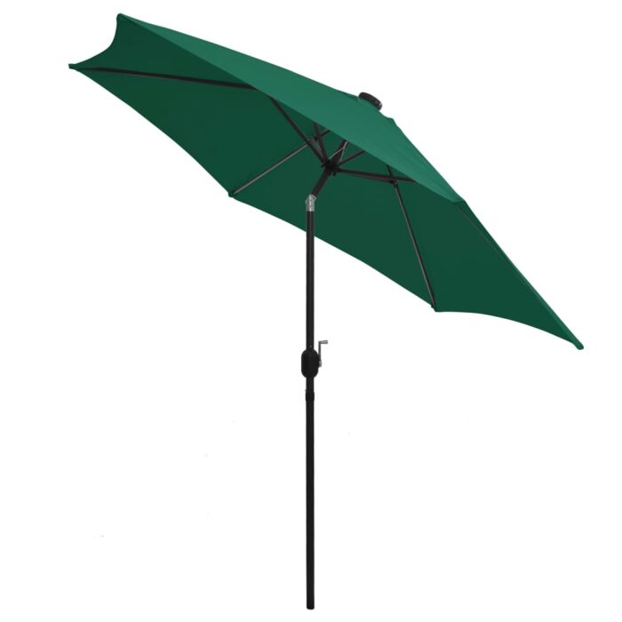 Parasol de jardin avec lumières LED et mât en aluminium vert – Image 3