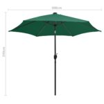 Parasol de jardin avec lumières LED et mât en aluminium vert – Image 7