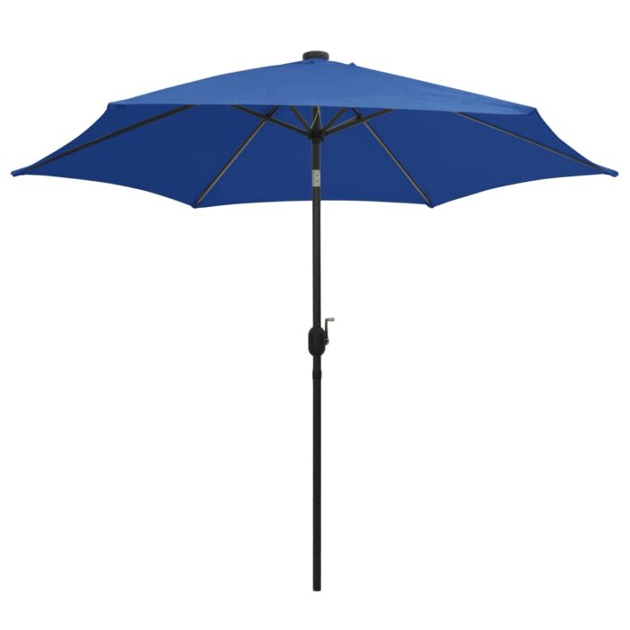 Parasol de jardin et lumières LED mât en aluminium bleu azuré – Image 2