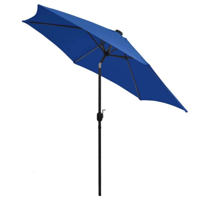 Parasol de jardin et lumières LED mât en aluminium bleu azuré – Image 3